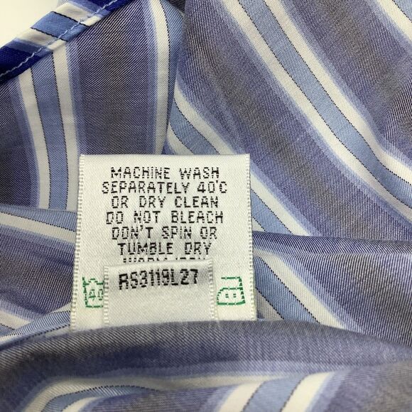 Bugatchi Mens Classic Fit Long Sleeve Button Up Shirt Blue Striped Size XL - Picture 8 of 8